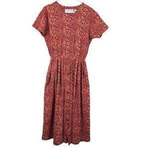 Chic Red Floral Midi Dress